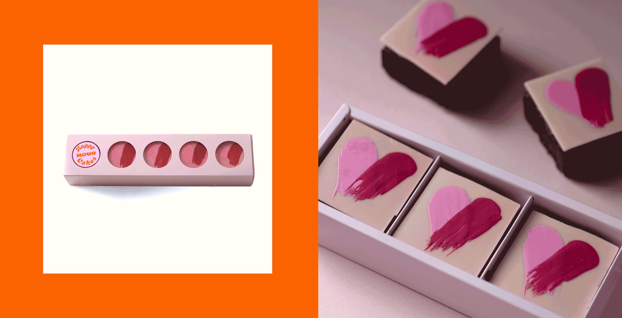 Happy Hour Cakes pink champagne petit fours in branded gift packaging.